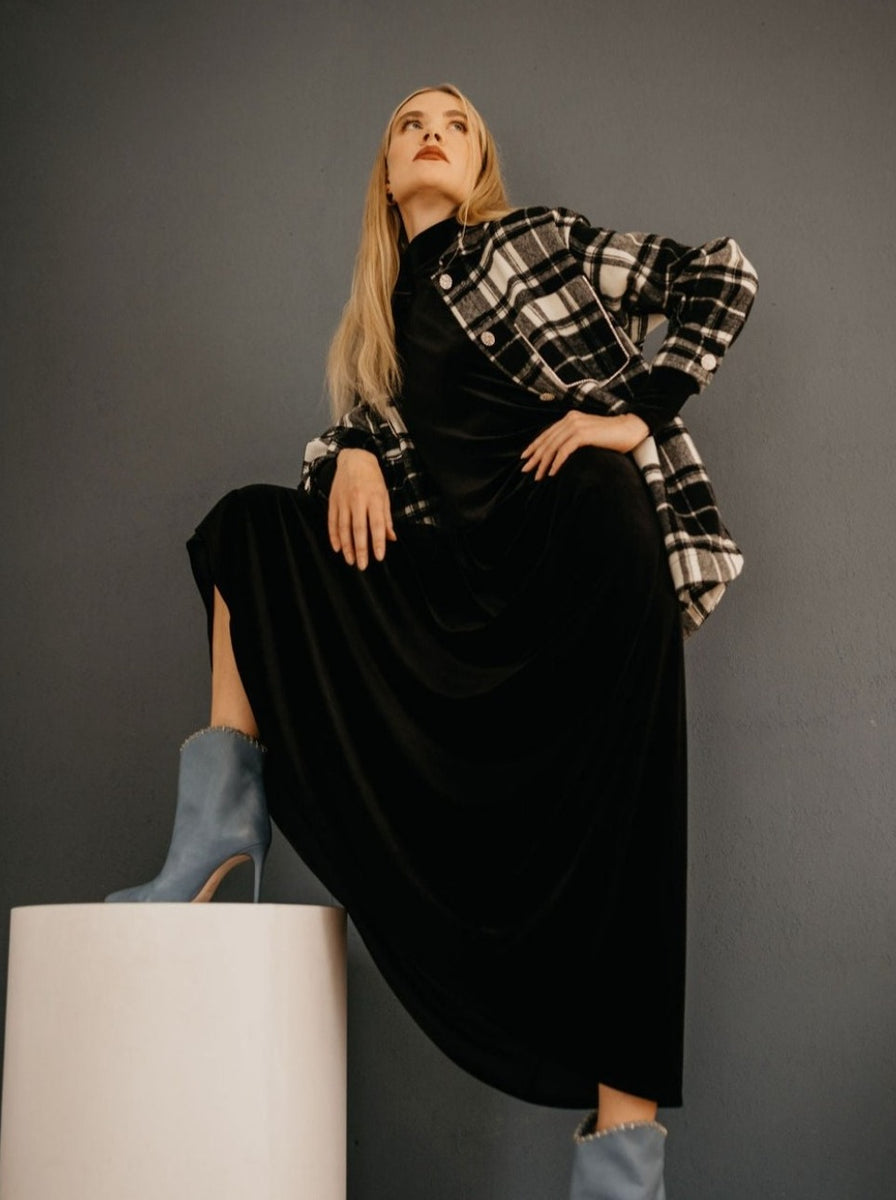 Velvet Mockneck Maxi Halo Dress – The Shell Station
