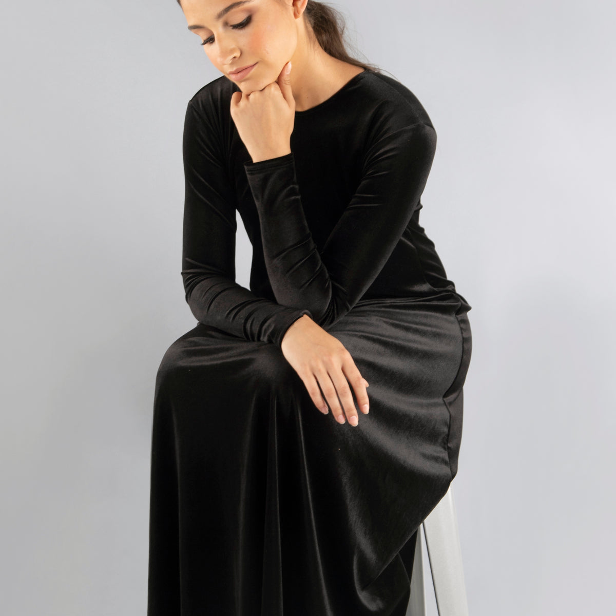 Velvet Maxi Halo Dress Black Velvet / 2X