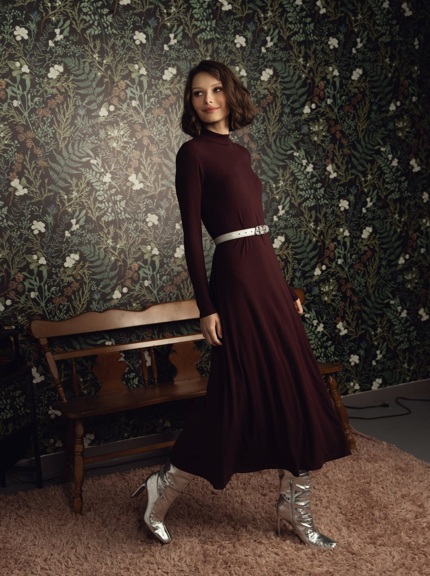 Ribbed Long Sleeve Mockneck Maxi Halo Dress – The Shell Station