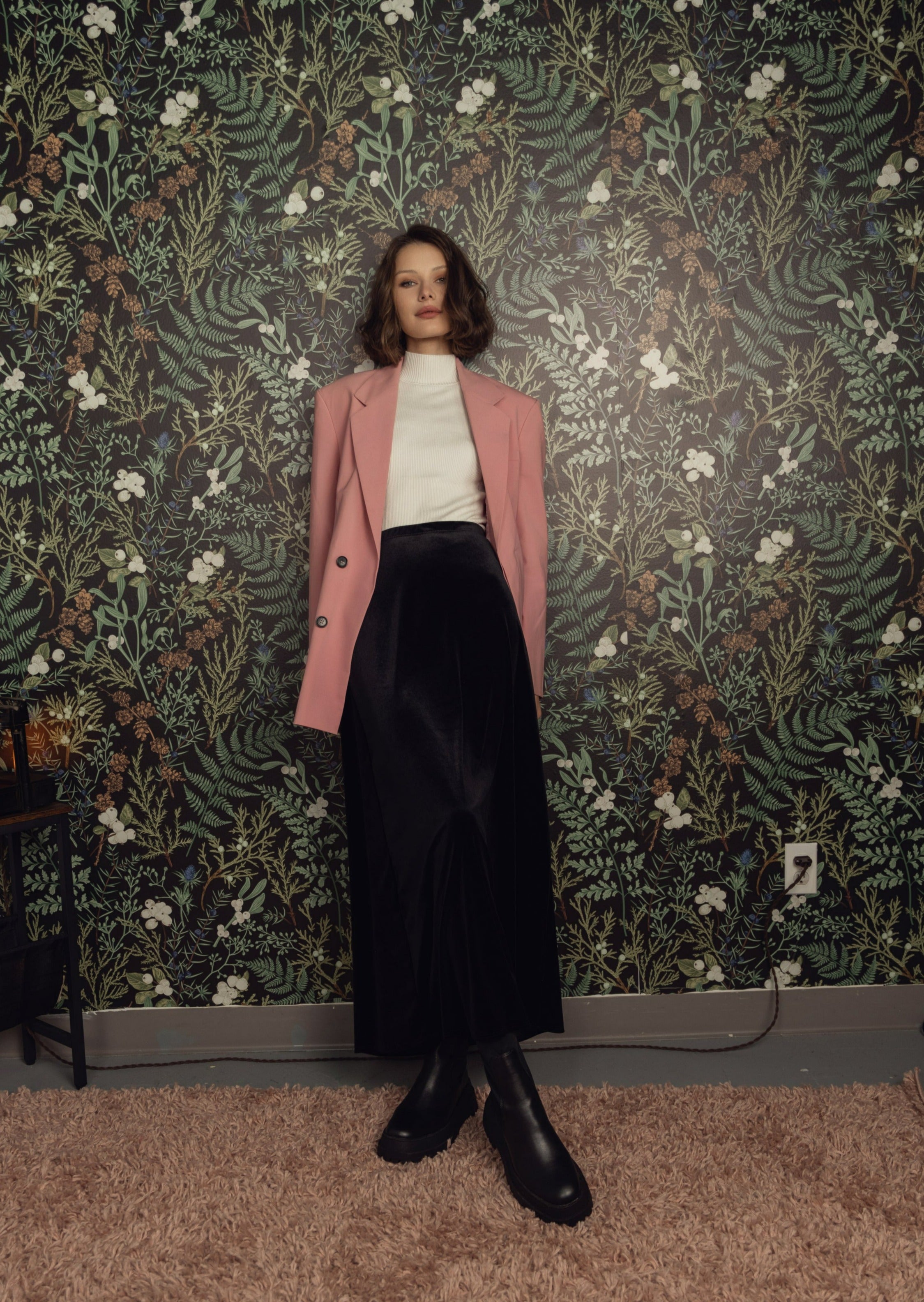 Velvet A-line Maxi Skirt