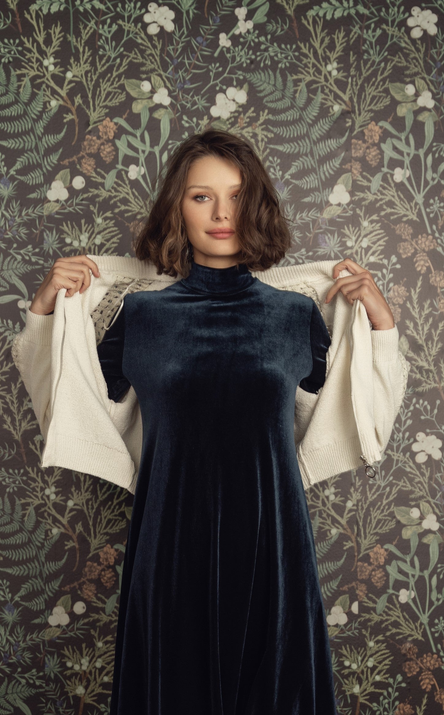 Velvet Mockneck Maxi Halo Dress