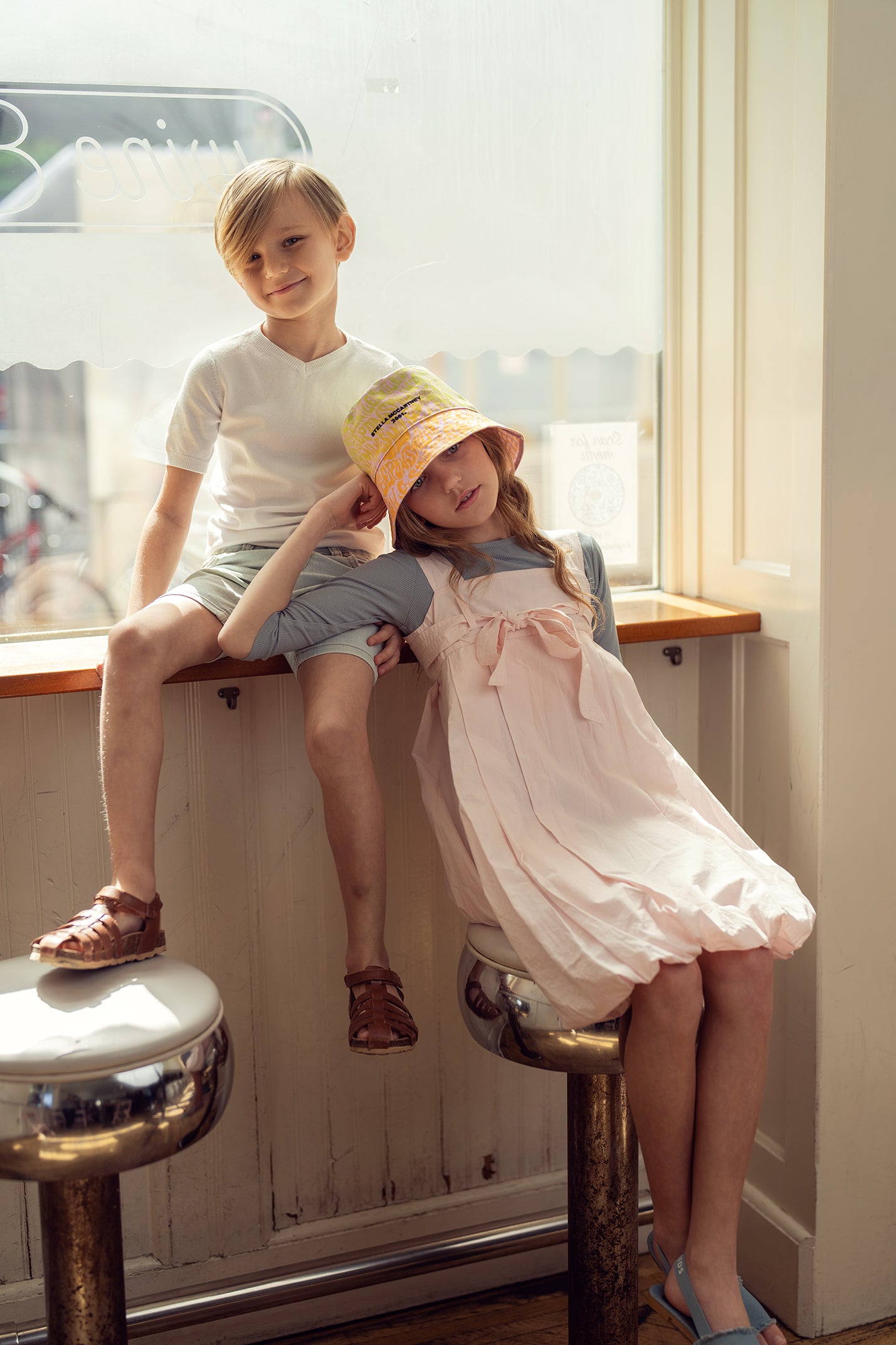 Kids Cotton Flat Knit V-Neck Sweater Short Sleeve