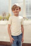 Kids Flat Knit Viscose V-Neck Short Sleeve Sweater (KIDS-KFVVS)
