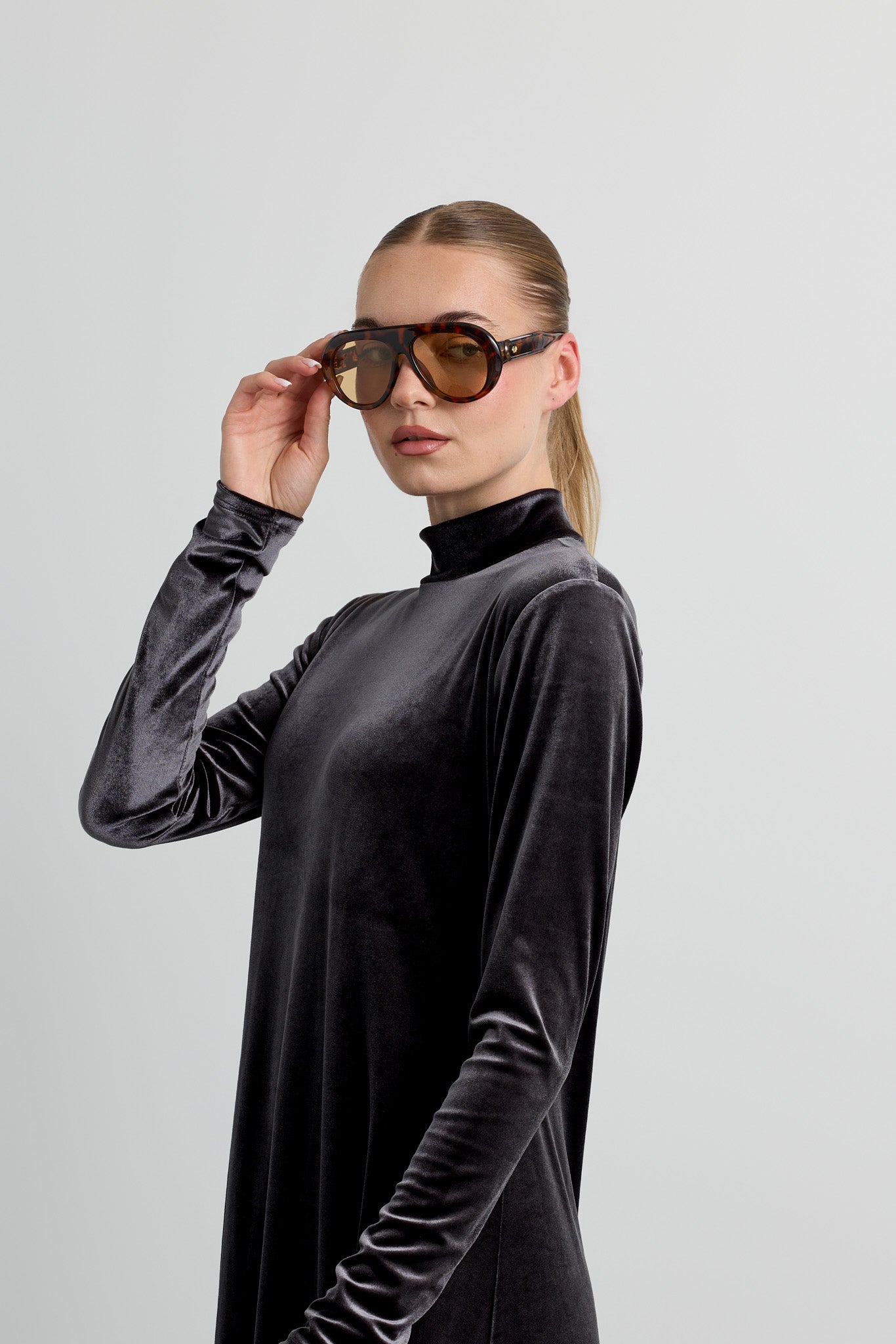 Velvet Mockneck Maxi Halo Dress