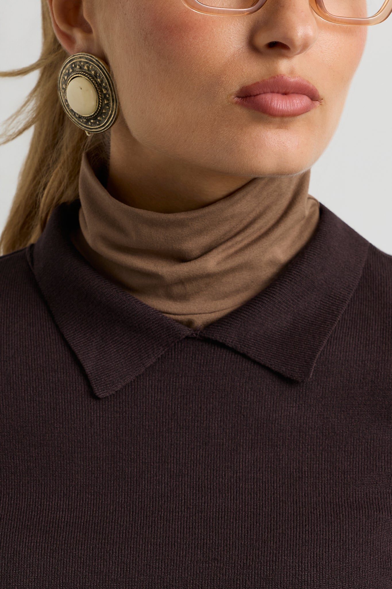 Women's Flat Knit Collared Sweater