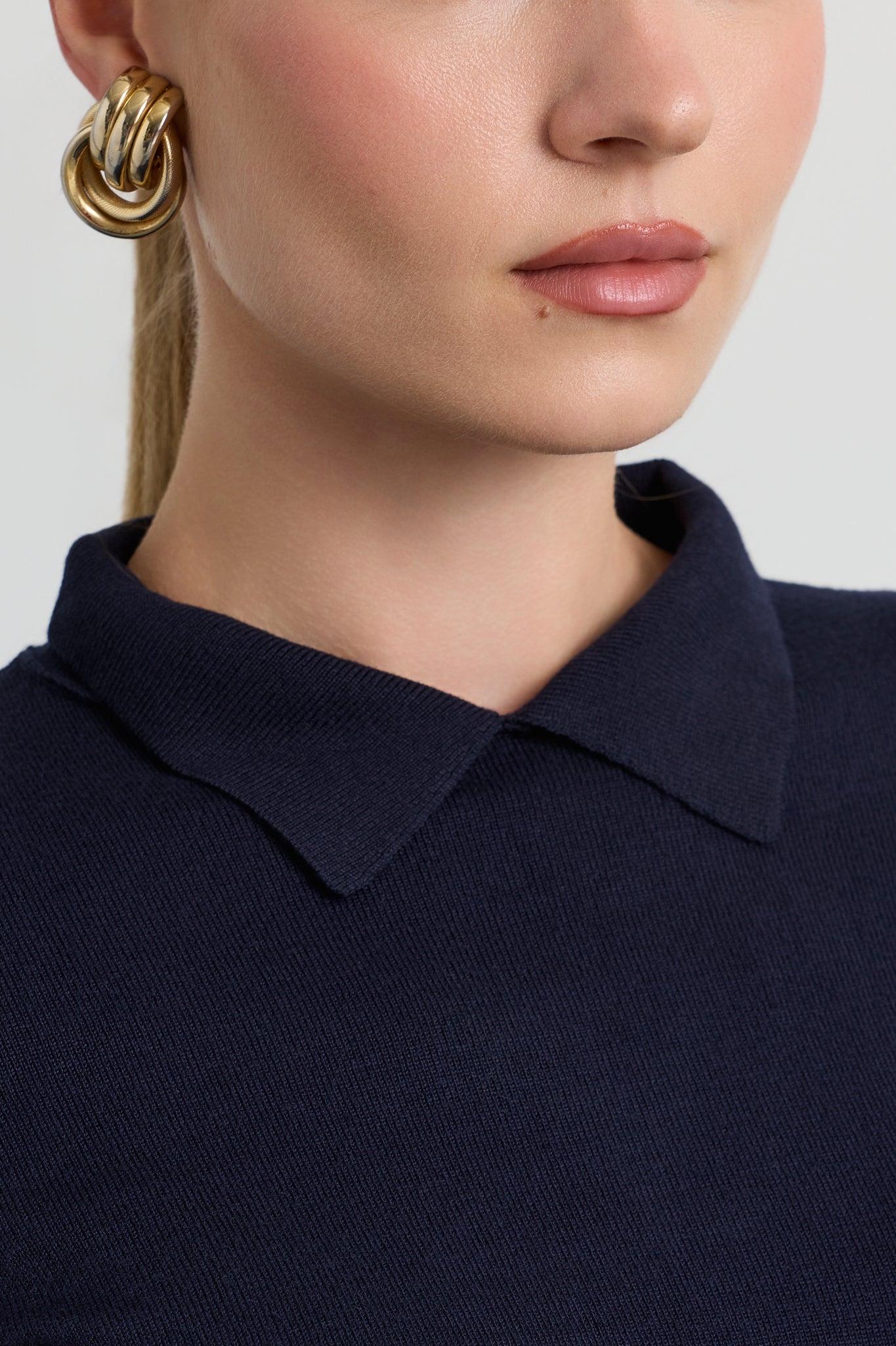 Women's Flat Knit Collared Sweater