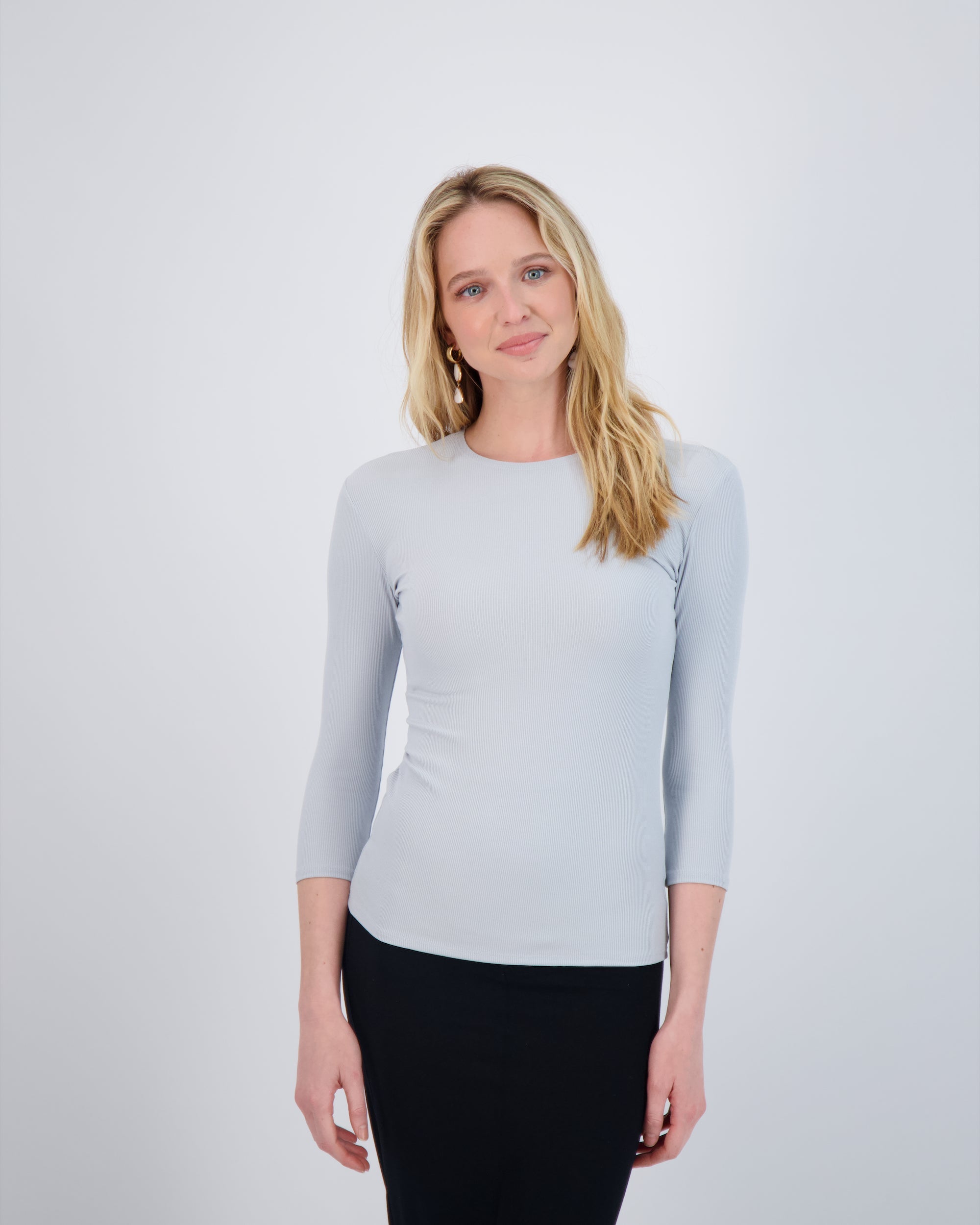 Ribbed 3/4 Sleeve Shell