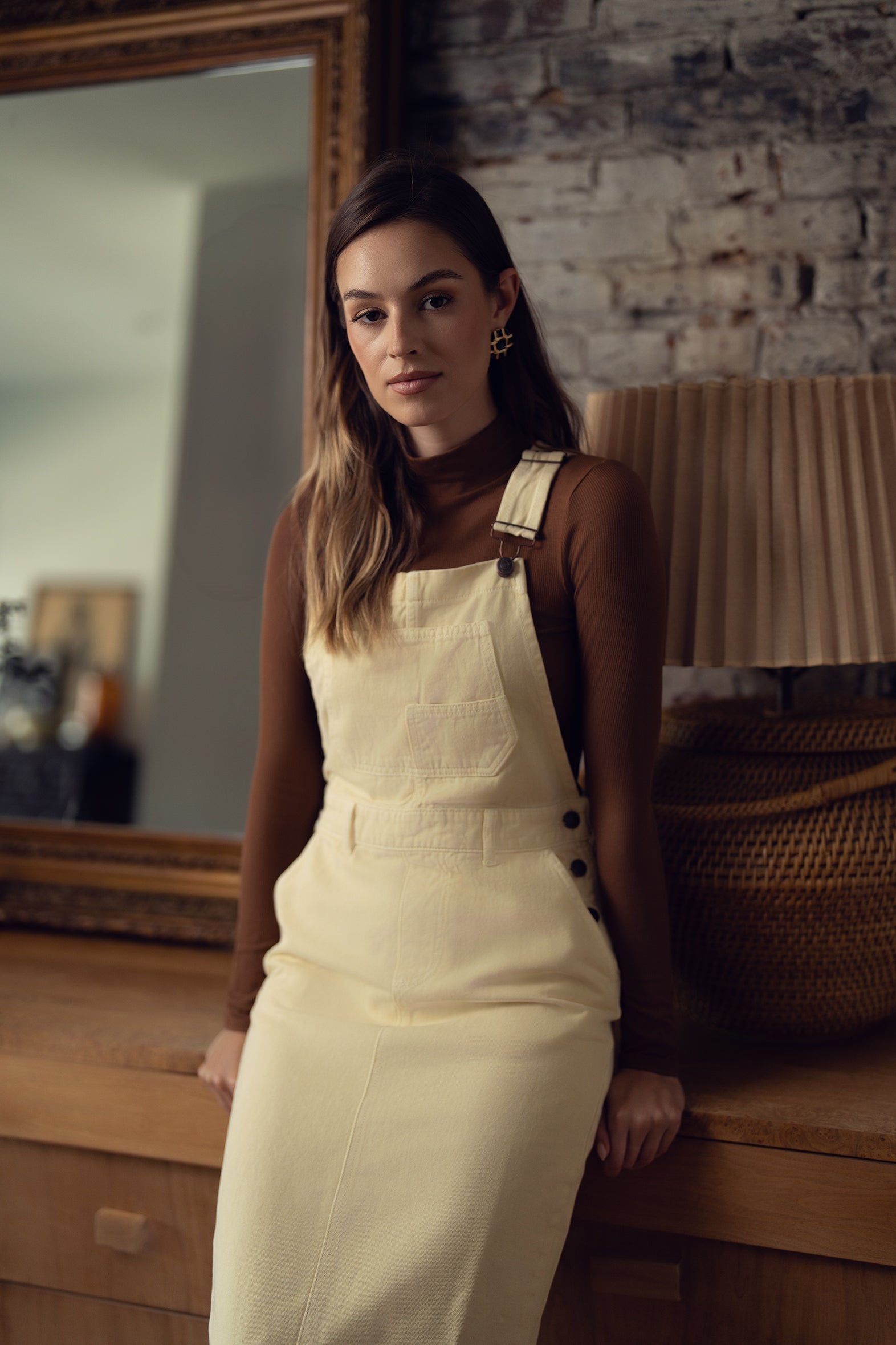 Ribbed Long Sleeve Mockneck Shell