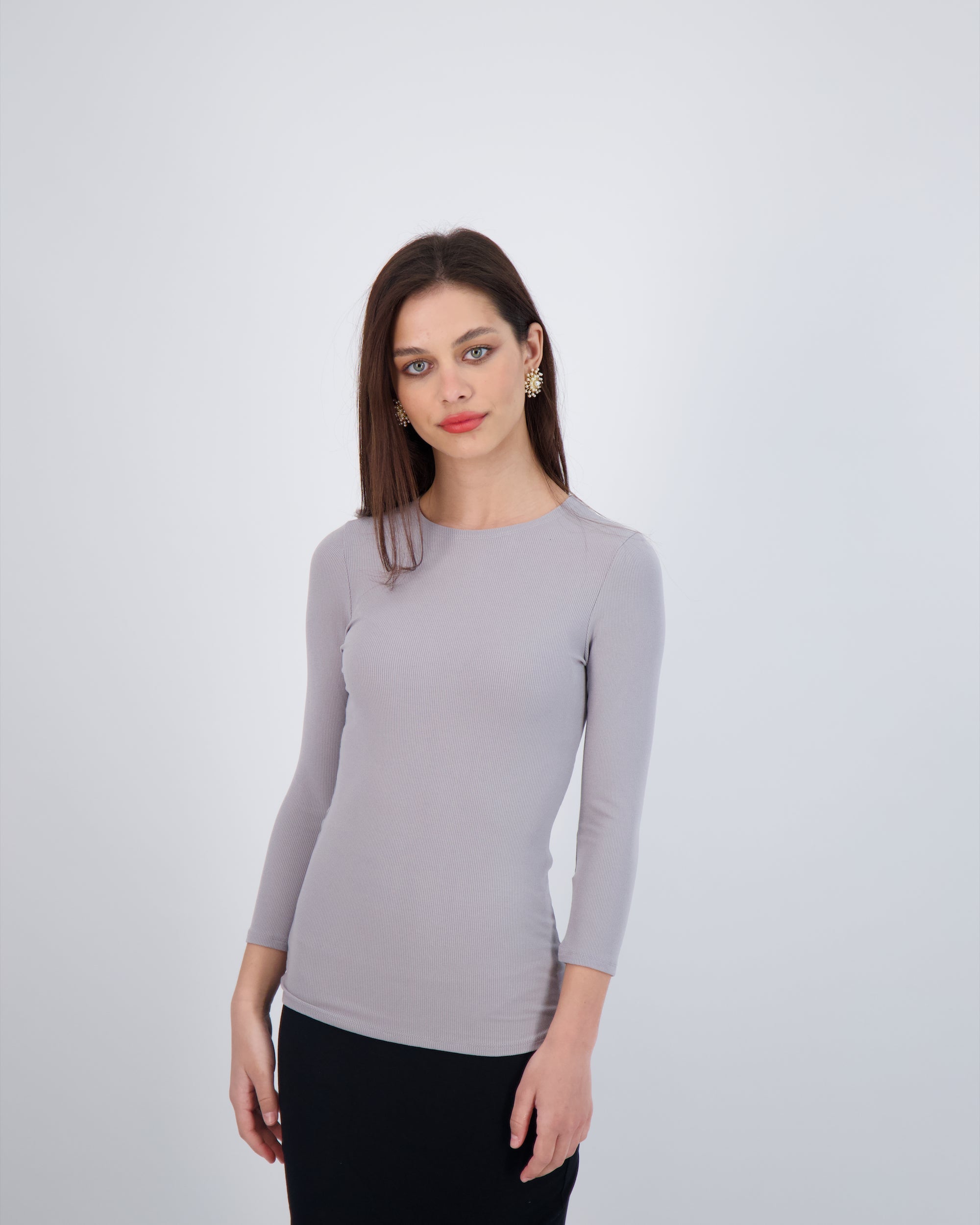 Ribbed 3/4 Sleeve Shell