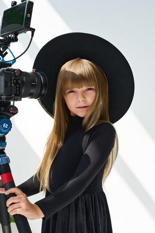 Kids Mixed Media Velvet Maxi Turtleneck Dress