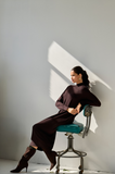 Women's Sweater Dress Maxi Mock-Neck