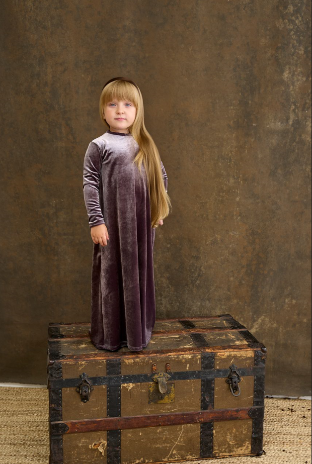 Kids Velvet Mockneck Halo Maxi Dress