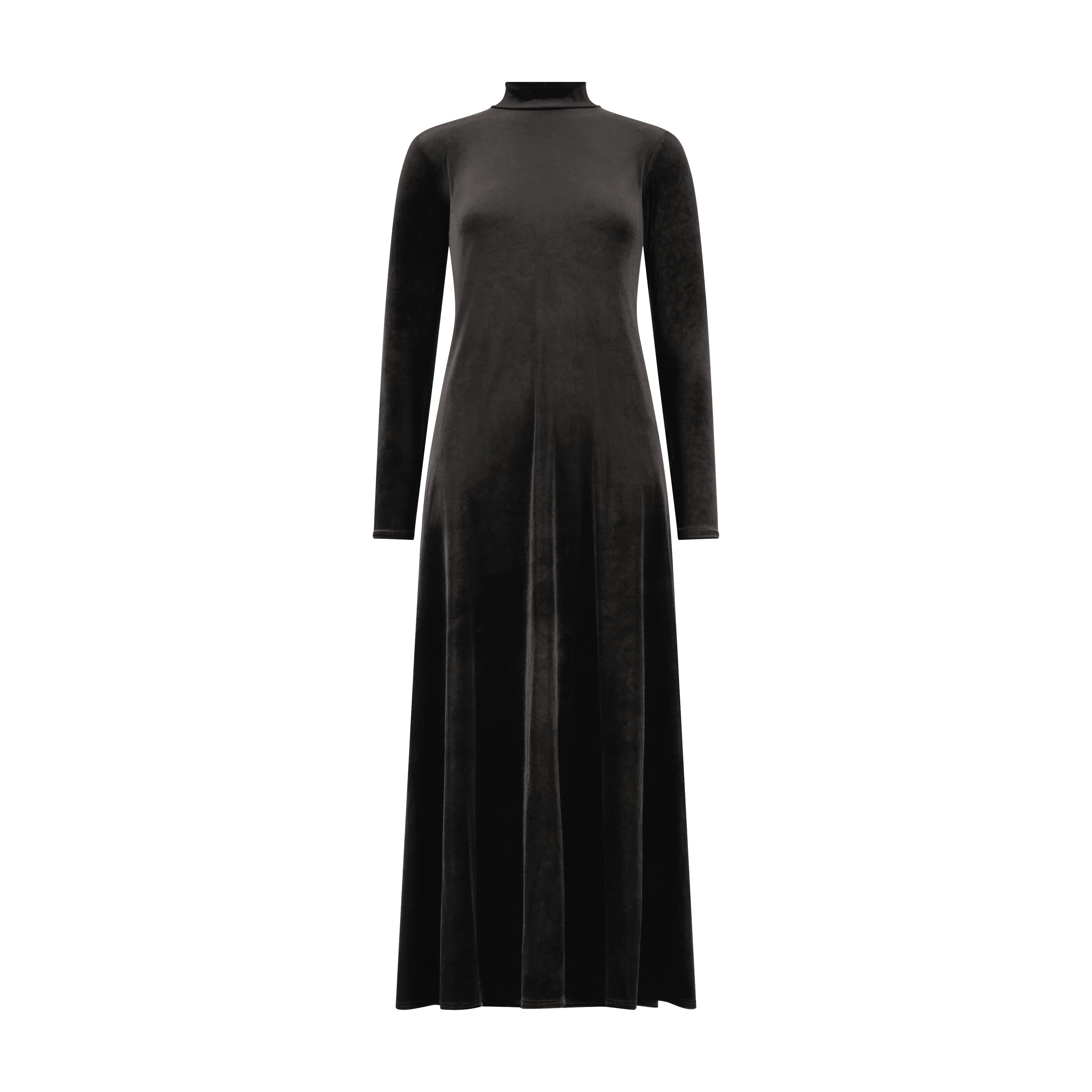 Velvet Mockneck Maxi Halo Dress