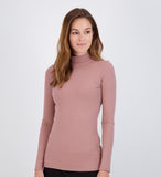 WOMENS RIBBED LONG SLEEVE MOCK-NECK COLORS