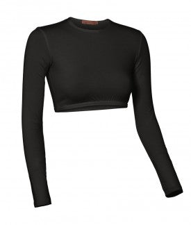Black Long Sleeve Crop Tops For Women