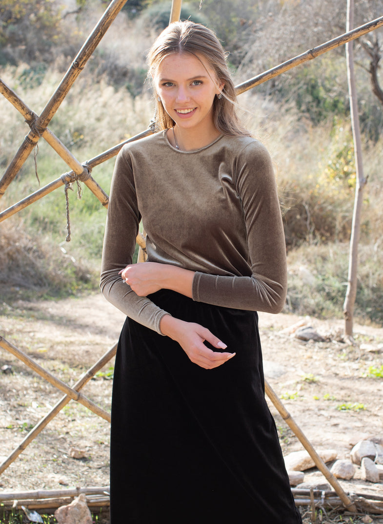 Velvet Long Sleeeve Shell