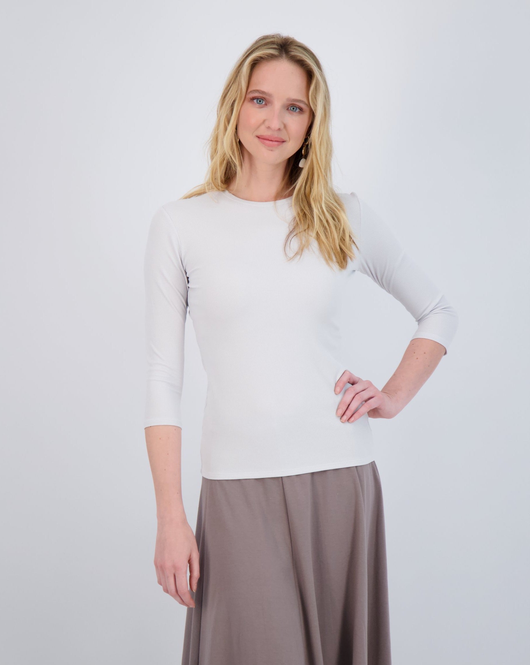 Ribbed 3/4 Sleeve Shell