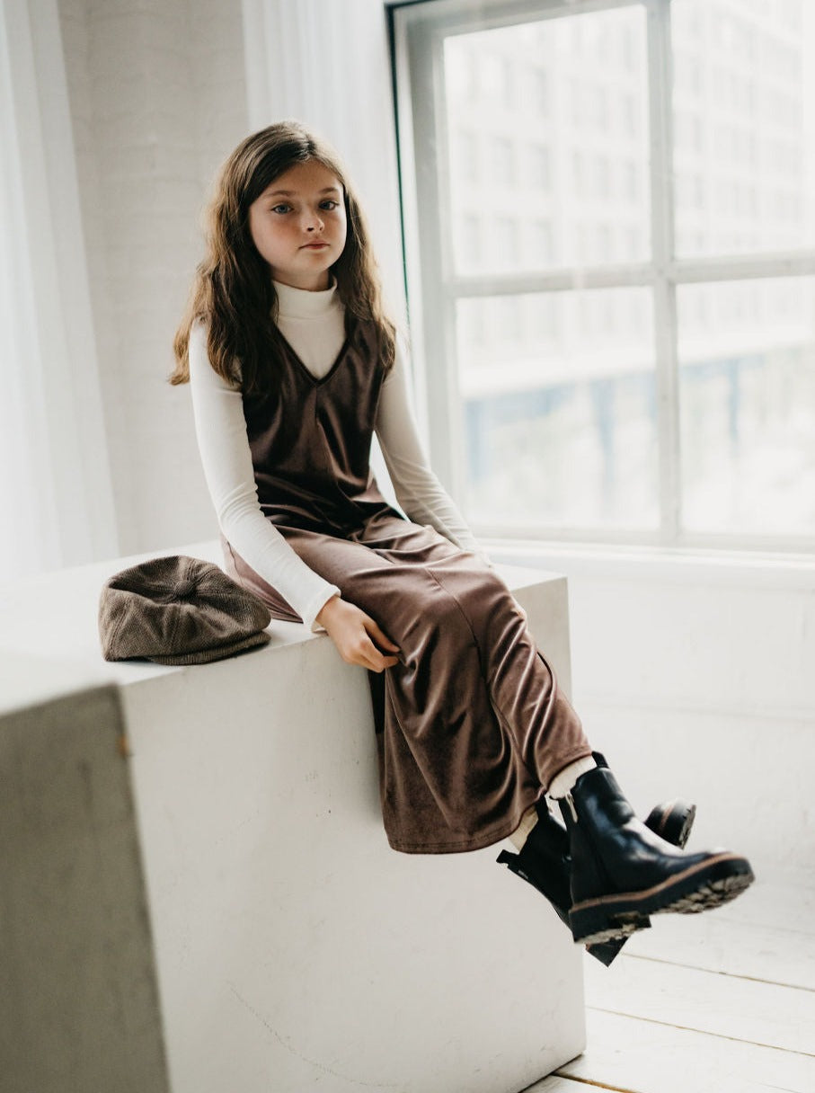 Kids Velvet V-Neck Jumper