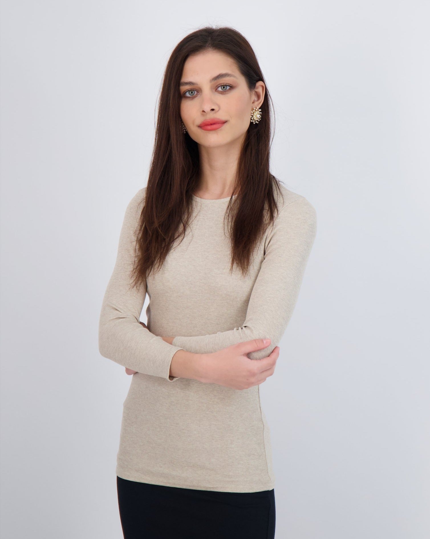 Ribbed 3/4 Sleeve Shell