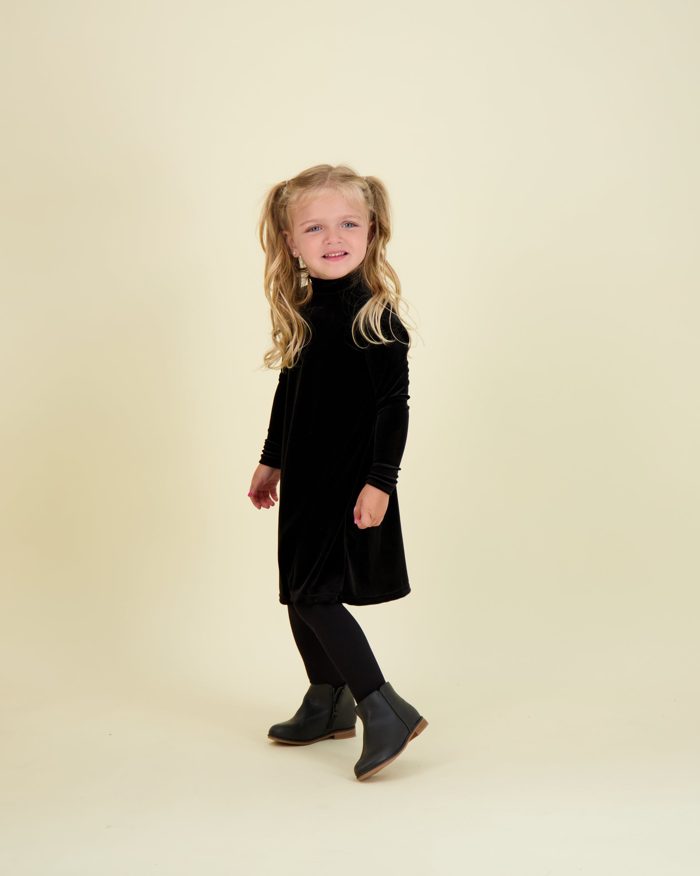Kids Velvet Mockneck Halo Dress