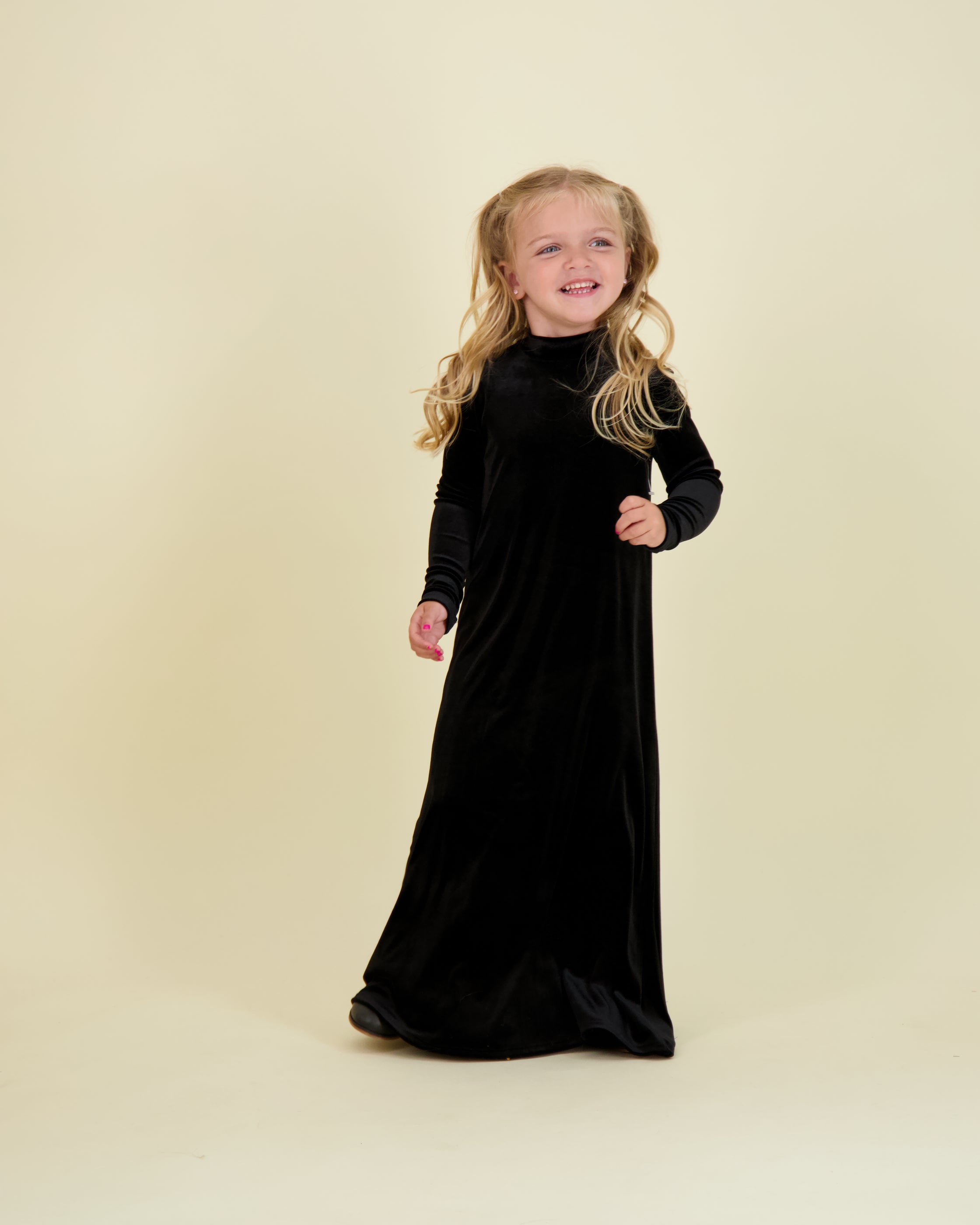 Kids Velvet Mockneck Halo Maxi Dress
