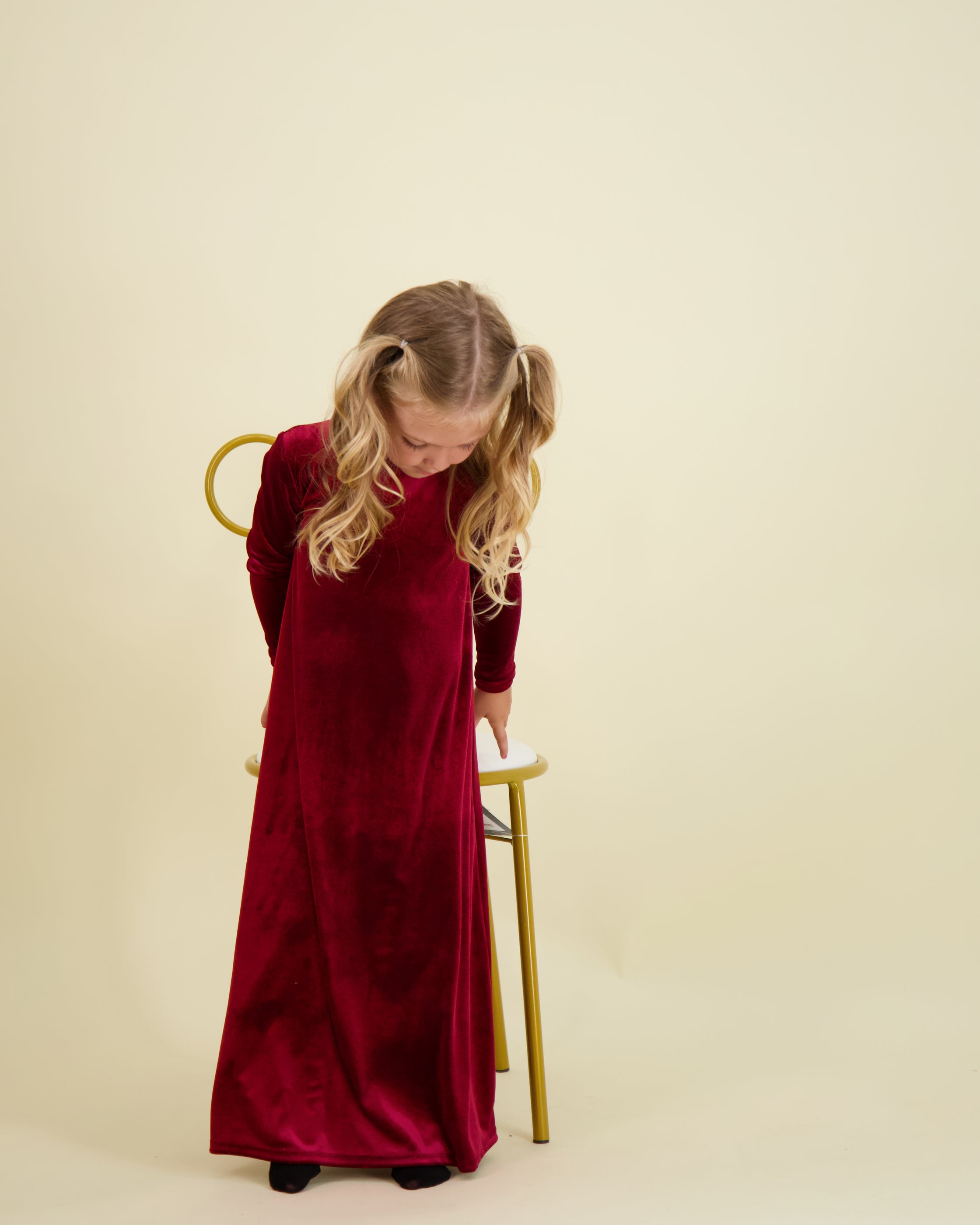 Kids Velvet Mockneck Halo Maxi Dress