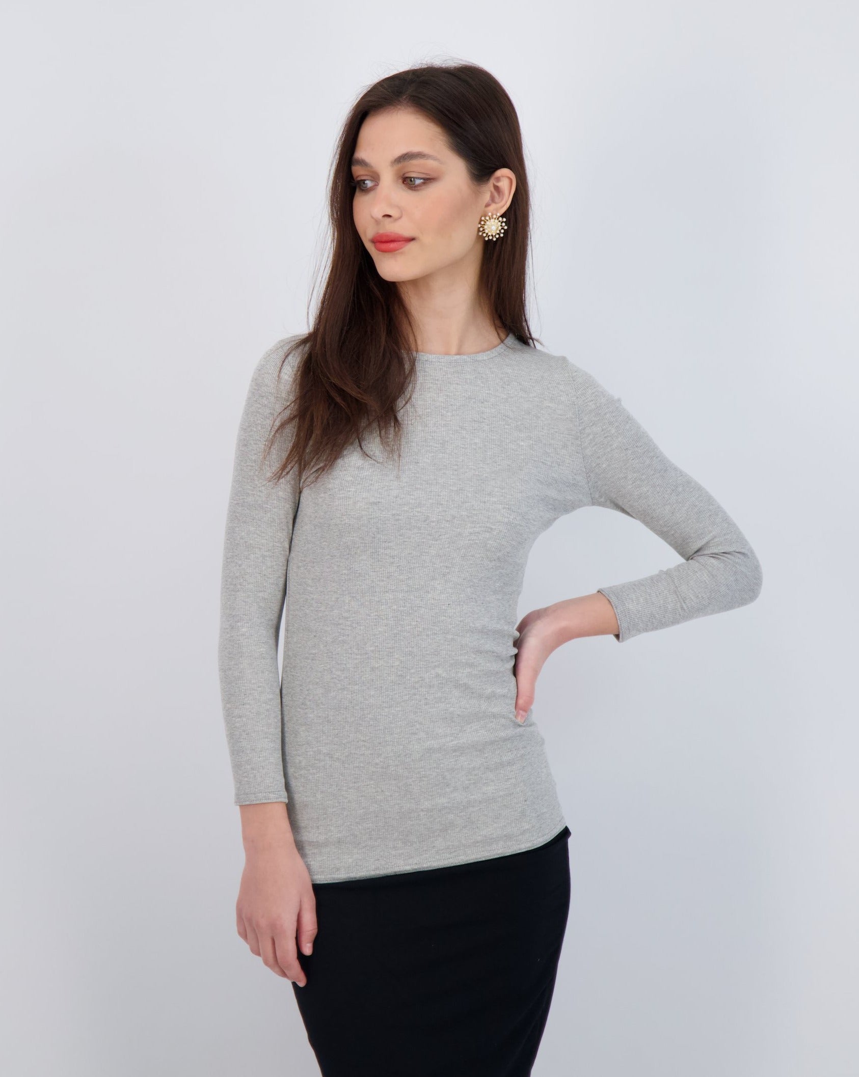 Ribbed 3/4 Sleeve Shell