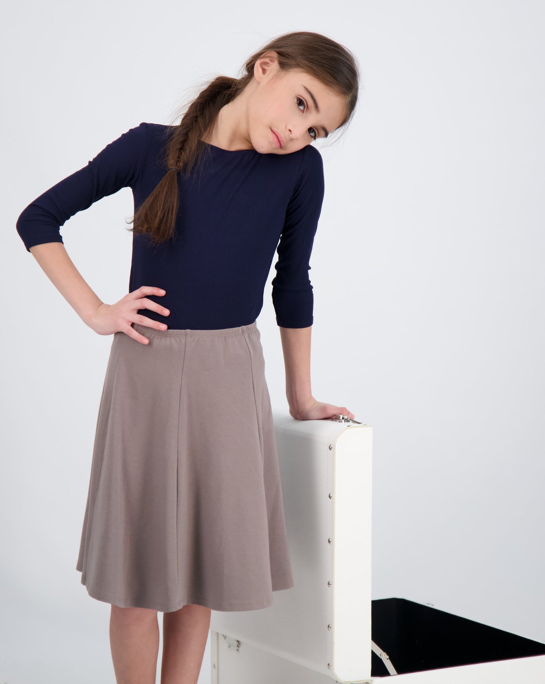 Kids Ribbed 3/4 Sleeve Shell