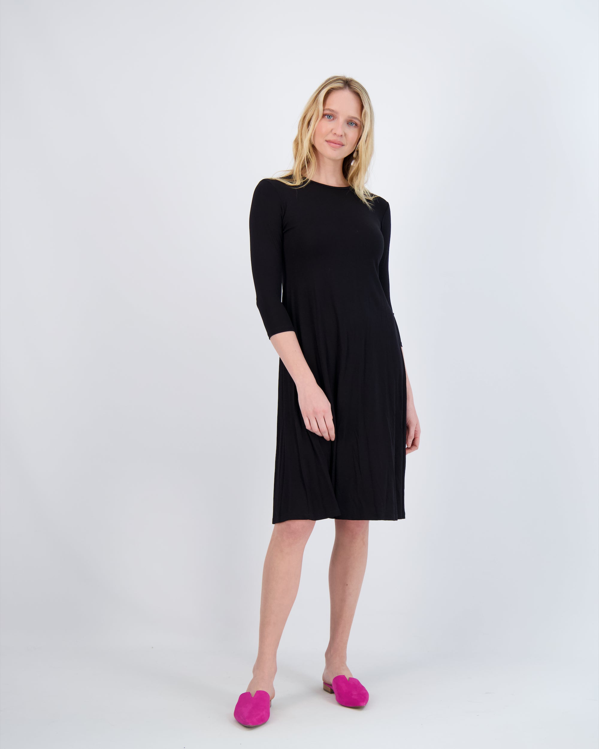 Cotton 3/4 Sleeve Halo Dress