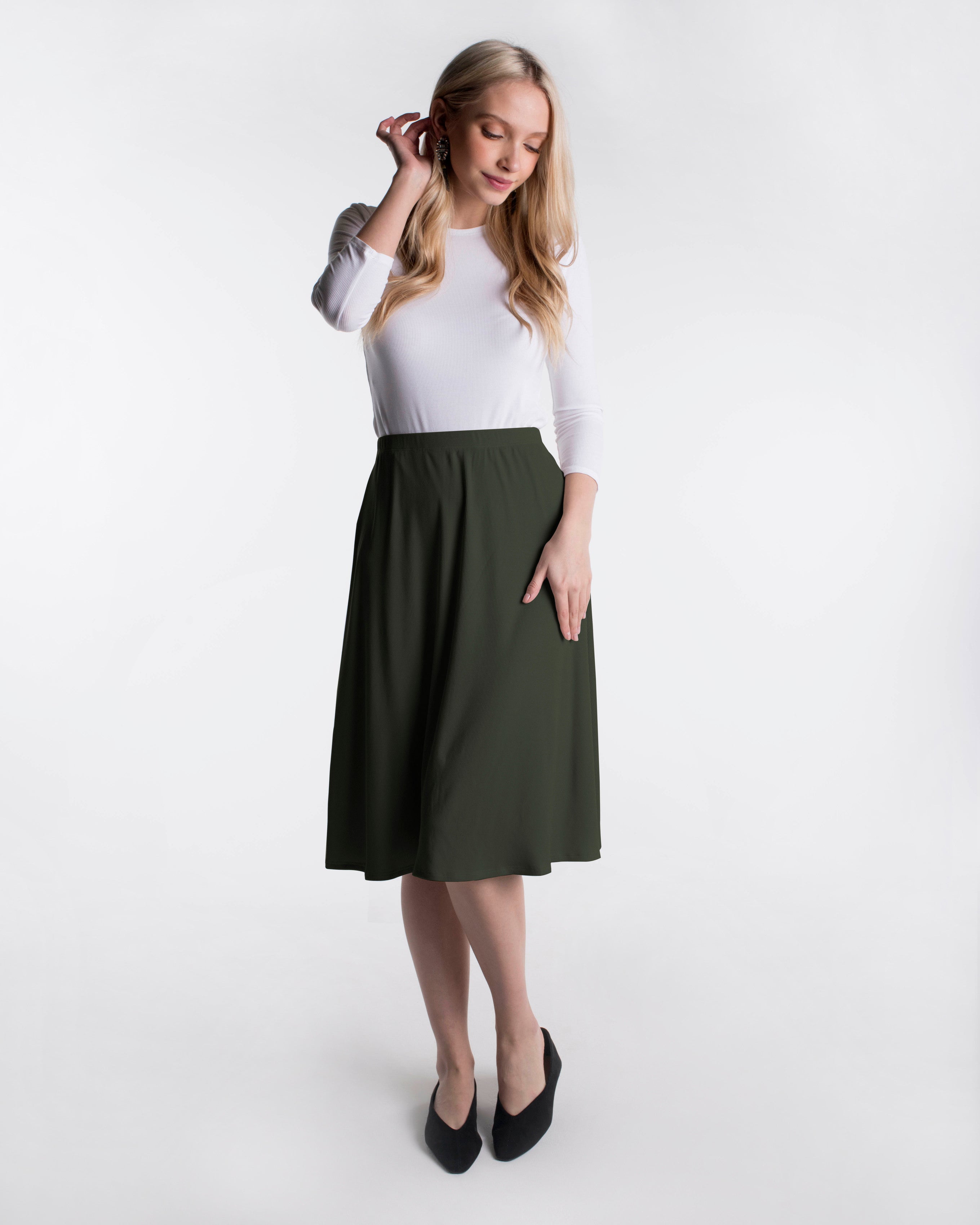 Ribbed A-line Skirt