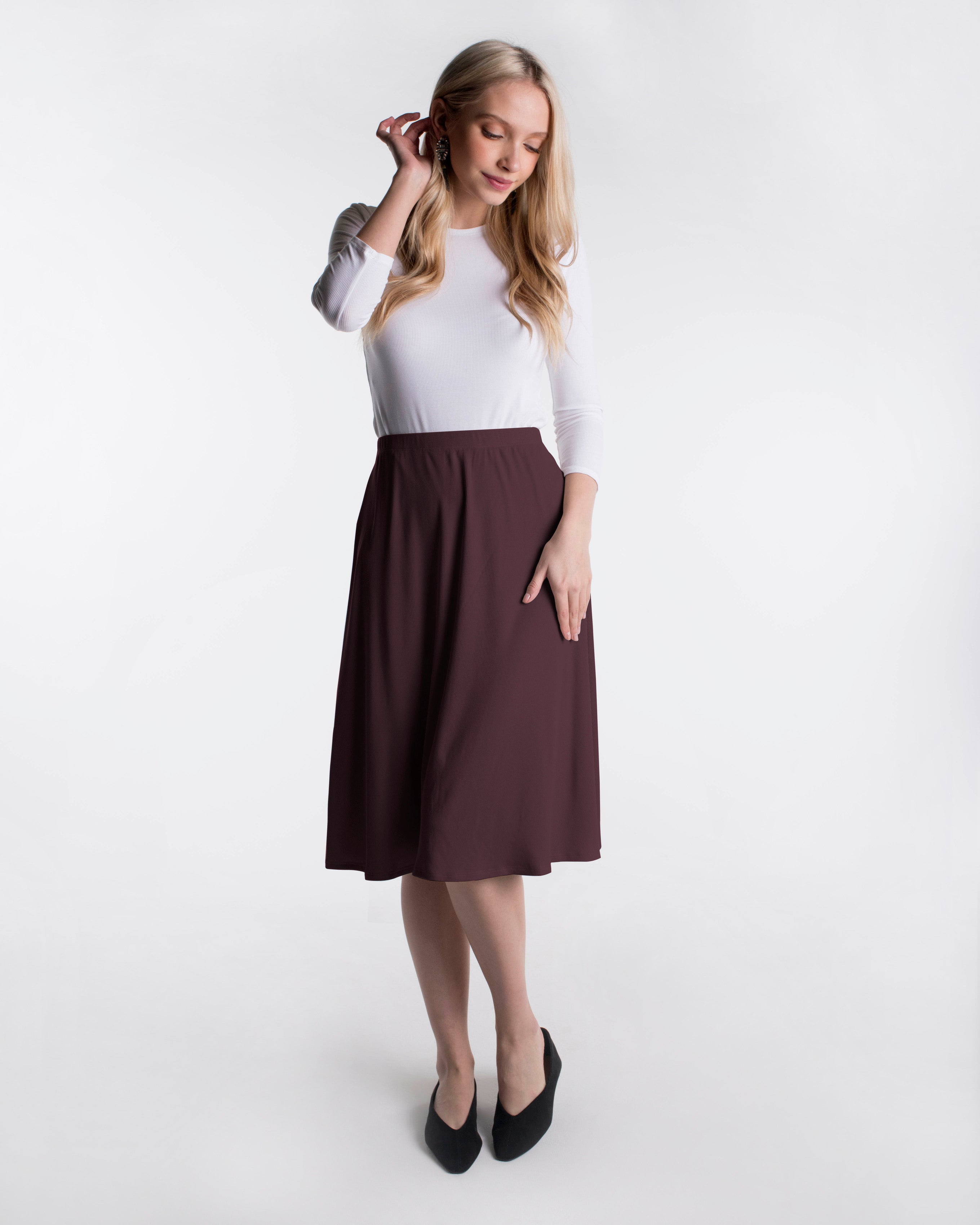 Ribbed A-line Skirt