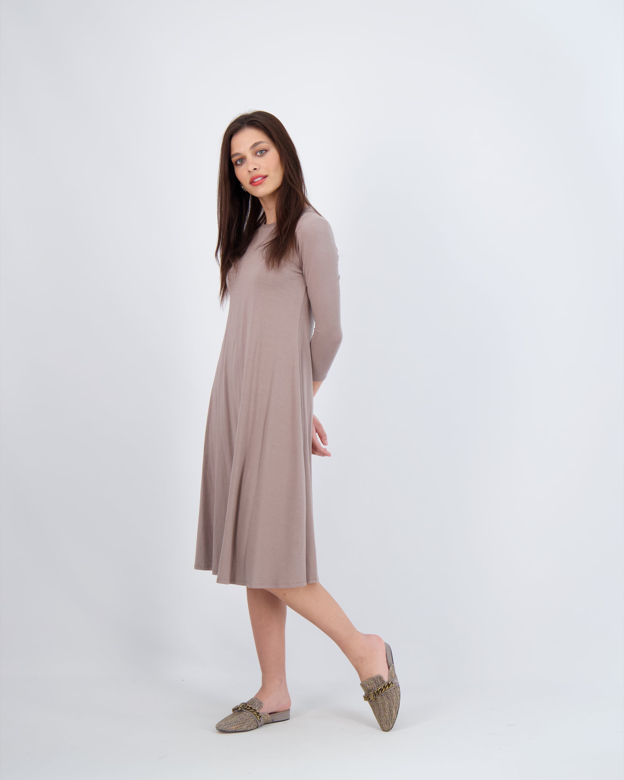 Cotton 3/4 Sleeve Halo Dress