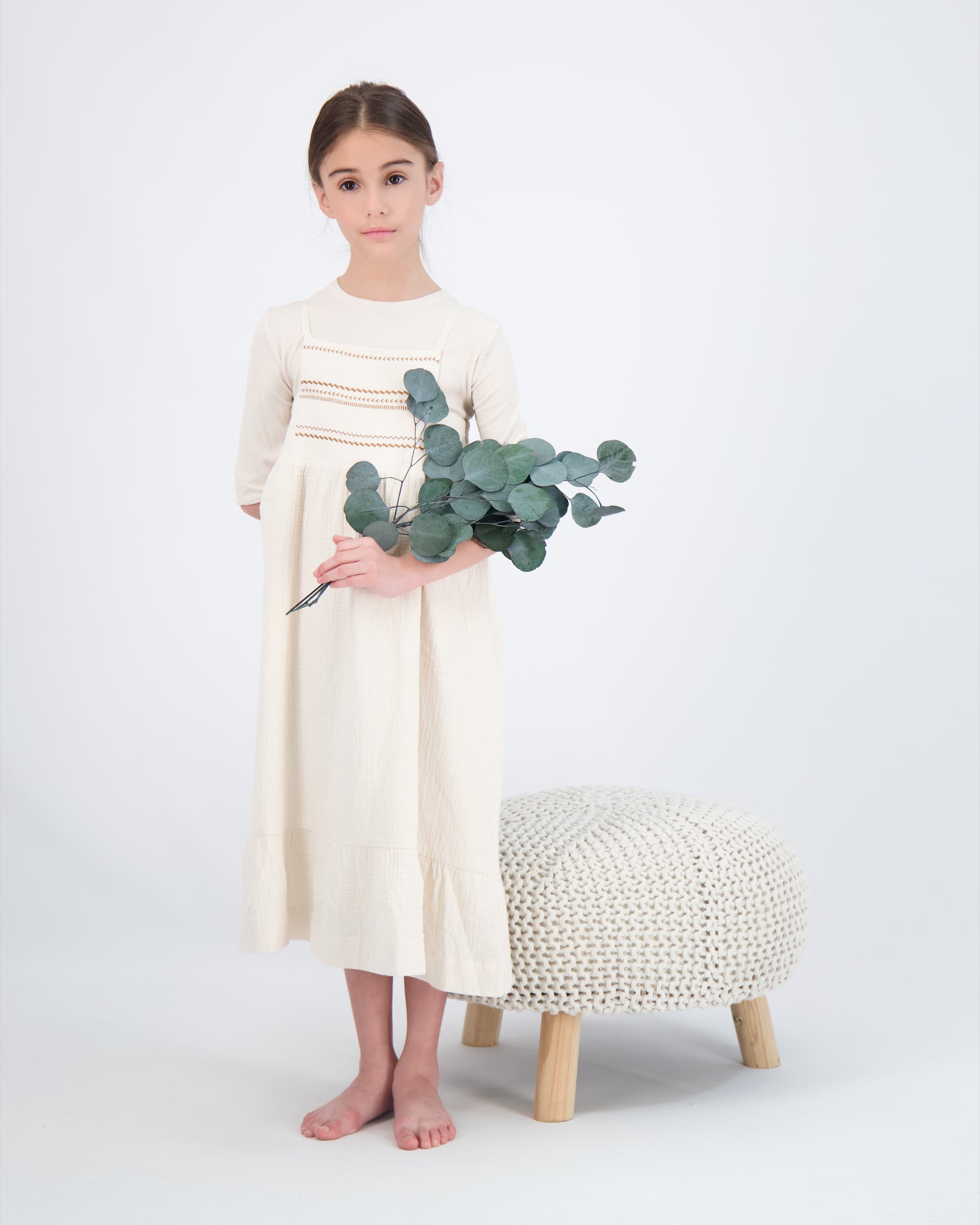 Kids Ribbed 3/4 Sleeve Shell