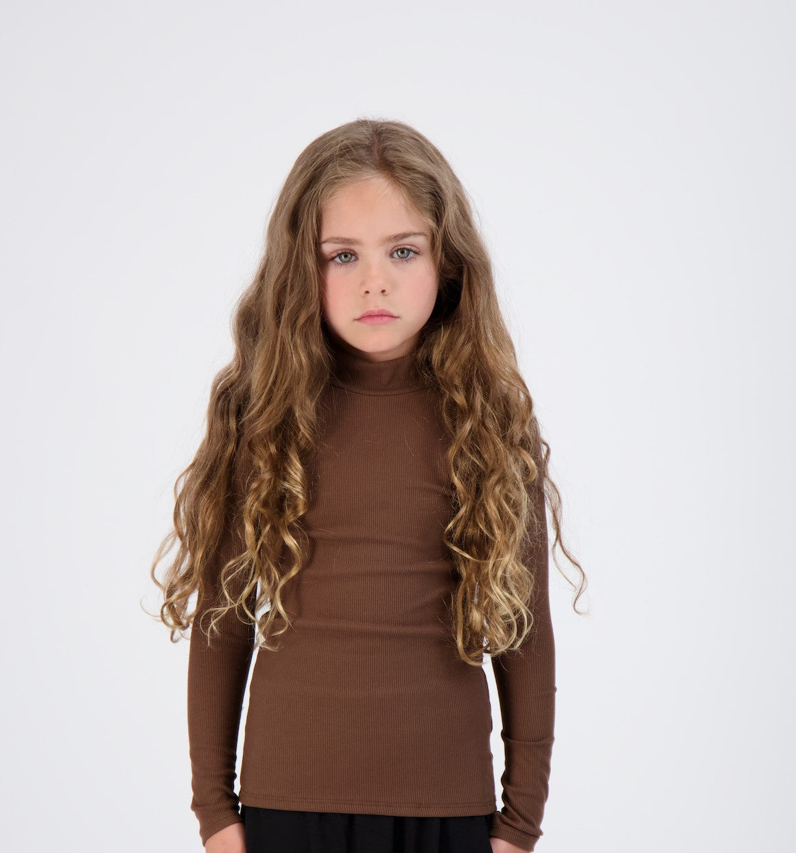 Kids Ribbed Long Sleeve Mockneck Shell