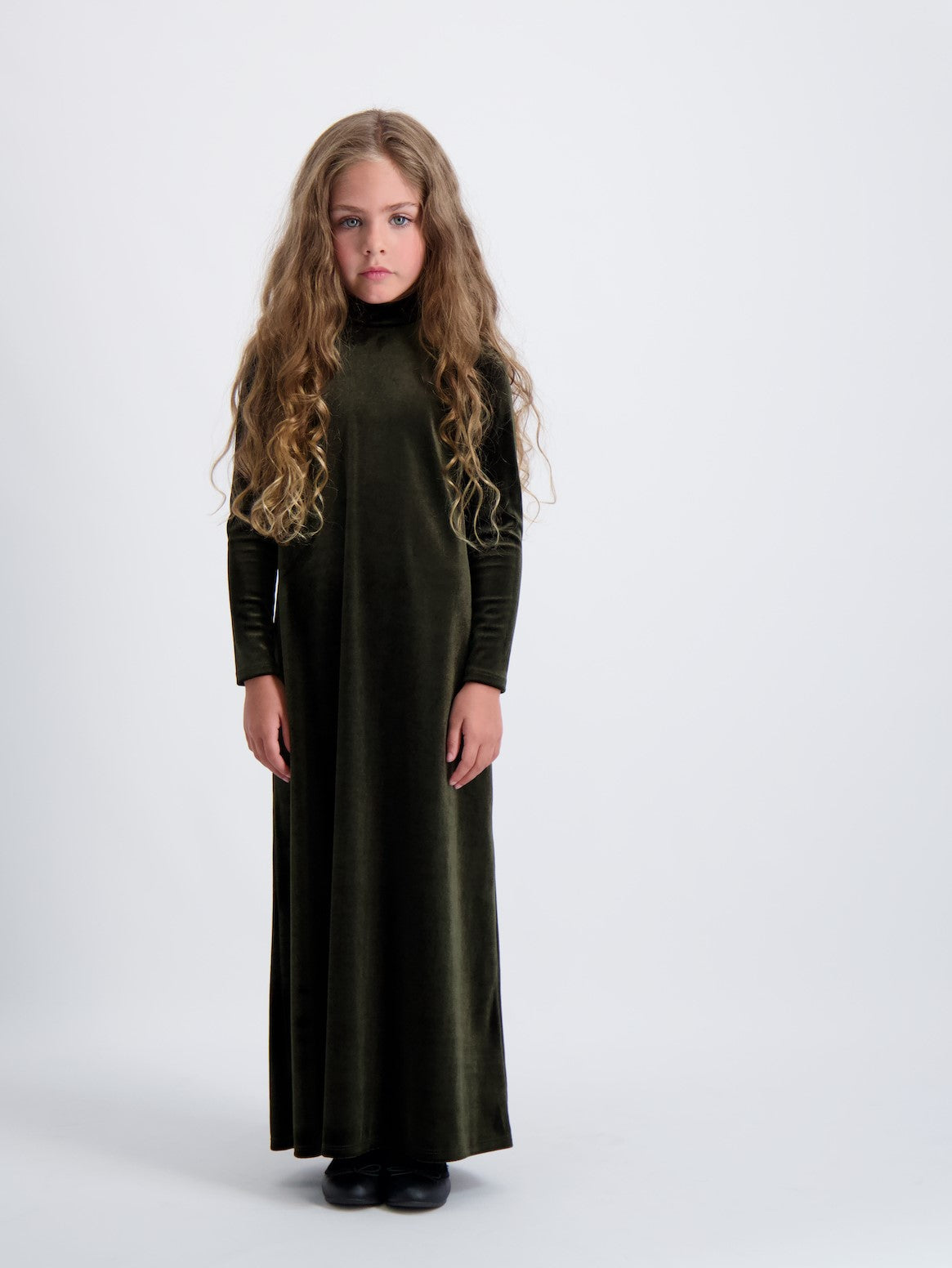 Kids Velvet Mockneck Halo Maxi Dress