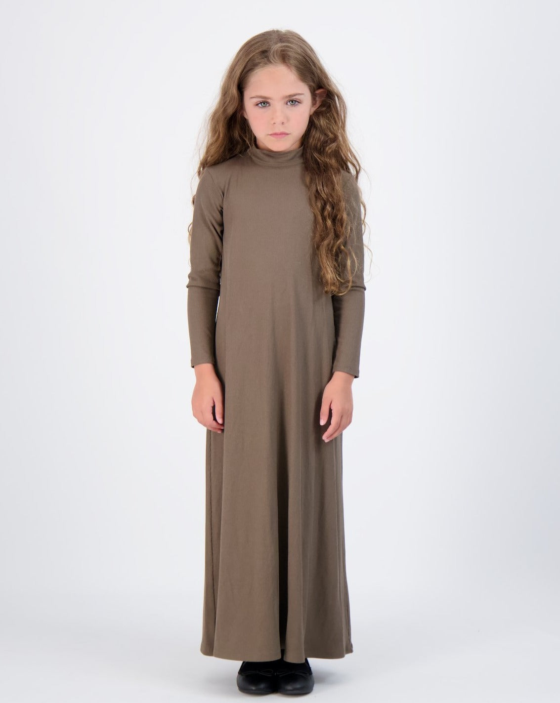 Kids Long Sleeve Mockneck Maxi Halo Dress Spruce / 6