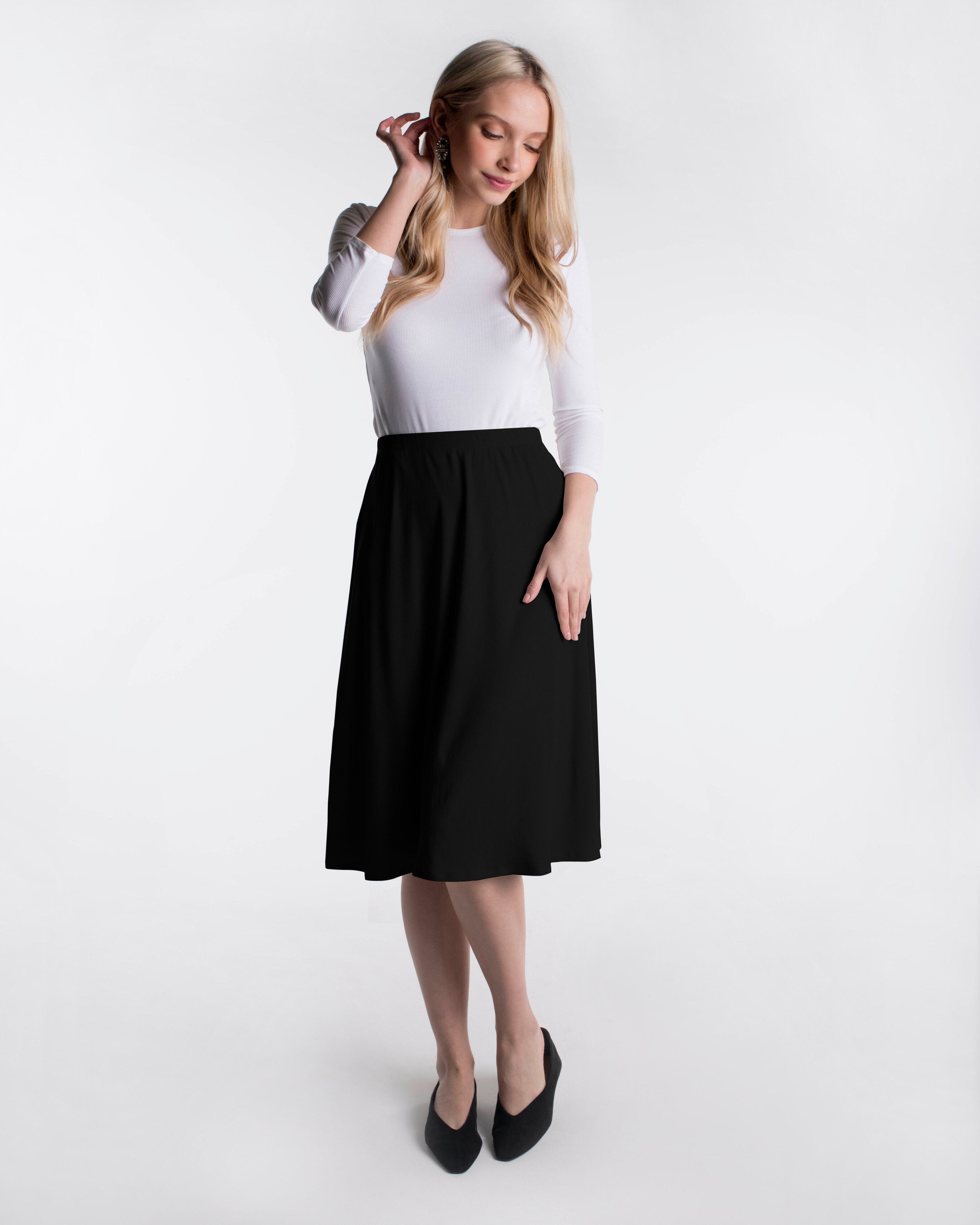 Ribbed A-line Skirt