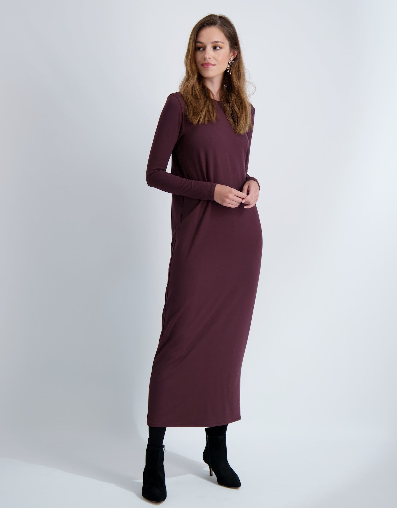 charcoal clothing luna maxi dress Long Sleeve Maxi Luna Dress Black / L / Light Weight